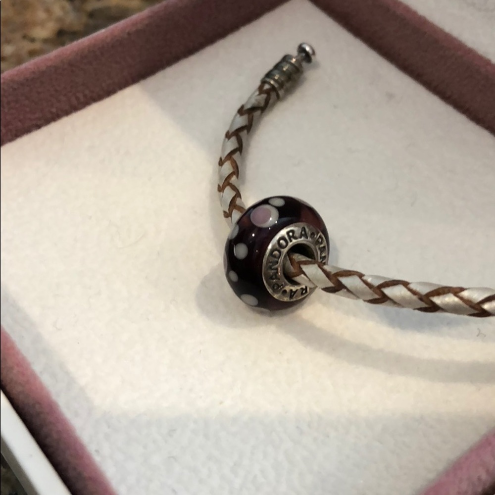 PANDORA MURANO bubbles GLASS BEAD CHARM PURPLE DOT